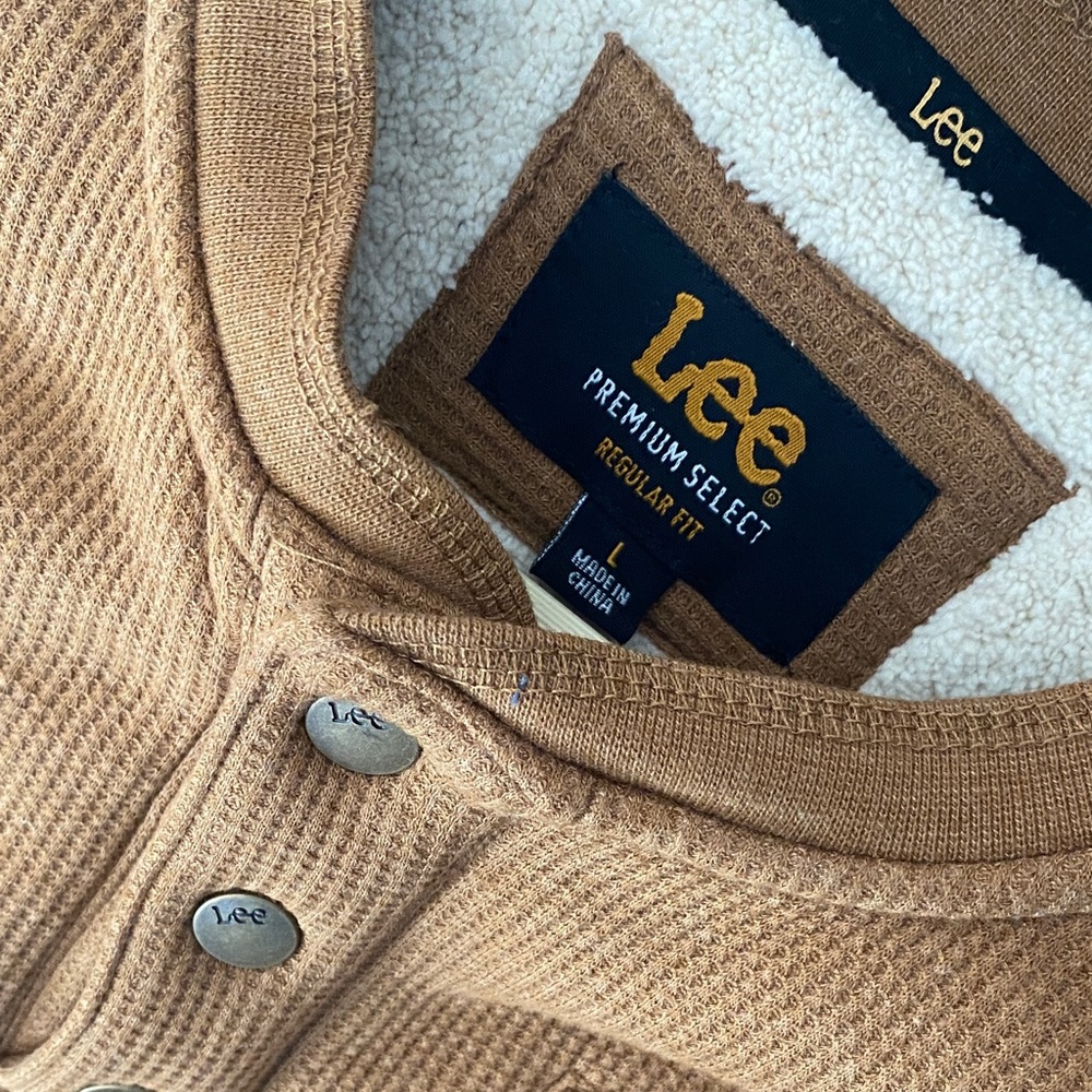 Lee Men's Henley Sweater - Tan - Picture 3 of 3